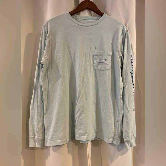 Vineyard Vines Shirt Mens Small Green Long‎ Sleeve Whale Pocket Casual Adult * - Picture 1 of 4